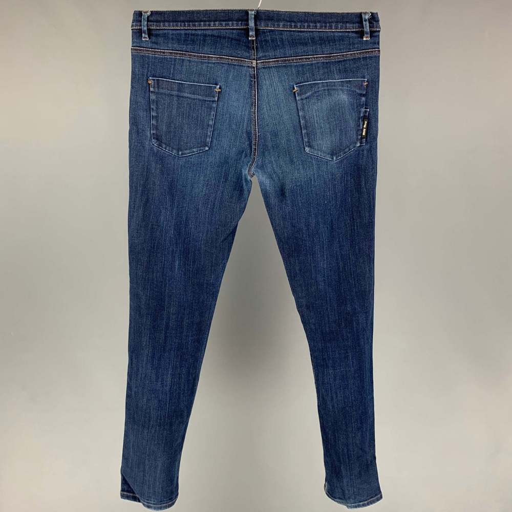 MIU MIU Indigo Wash Cotton Polyurethane Jeans - Picture 2 of 4